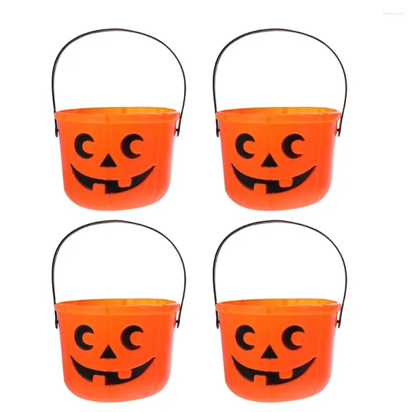 Piatti da 4 pezzi Halloween Pumpkin Bucket Child Plastic Candy Jar Kids Snack Storage Secket