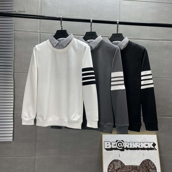 Tasarımcı Mens Hoodie Sonbahar/Kış Moda High Street Pamuk Sweatshirt Kadın Stripe Yatay Bar Pullover Hoodie Nefes Alabilir İki Parça Zirvesi Top 584