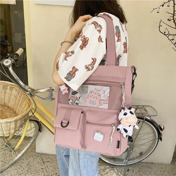 Sagne a tracolla Crossbody Canvas Bag Female Ins College Studenti caricati Classe Giovani Casualmente 2024 Girls Cute Borse