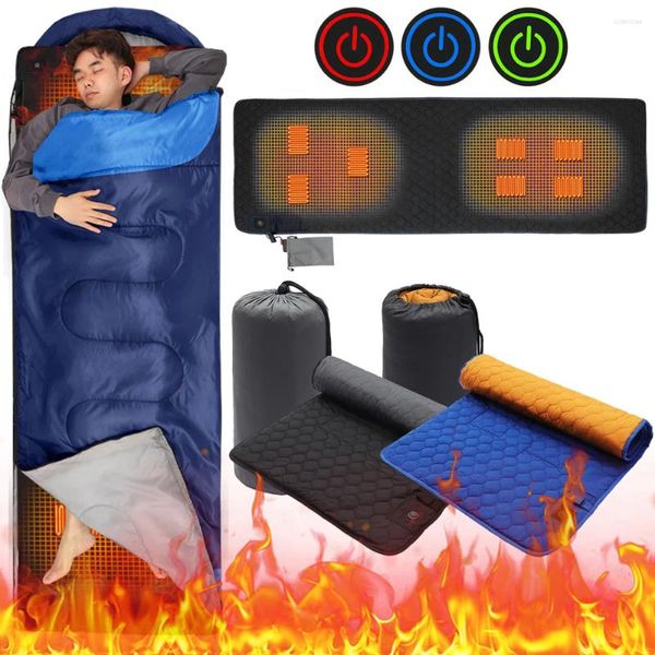 Teppiche im Freien USB -Heizung Schlafmatte 7 Zonen 3 Getriebe Einstellbare Temperatur Elektrische erhitzte Kissen für Camping -Wanderzelt