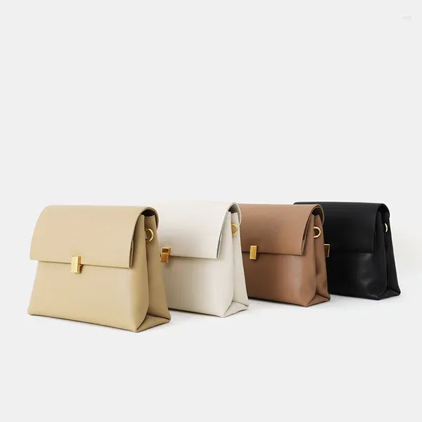 Сумки на плечах подлинные кожаные сумочки дизайнер бренда 2024 Luxury Soft Natural Small Square Messenger