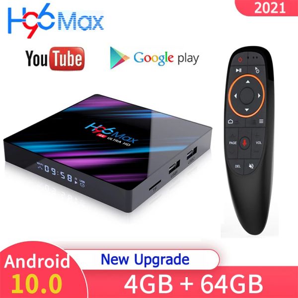 Kutu 2021 H96 Max Smart Android TV Kutusu 4GB 32GB 64GB 4K 3D 2.4G 5G WiFi Set Üst Kutu Medya Oyuncusu YouTube Android 10.0 TV Kutusu 2G 16G