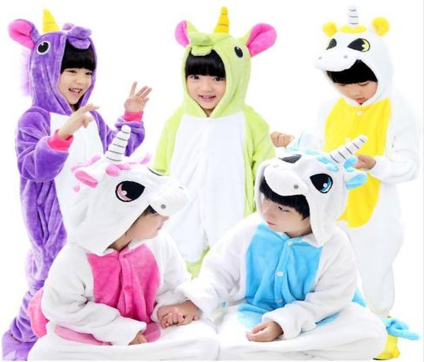 12 Stile bambini unicorno flanella animale pigiami ragazze abbigliamento per pigiami per pigiano abbigliamento da sonno con cappuccio per 4 6 8 10 12 anni8560997