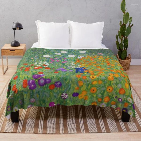 Coperte gustav klimt fiore giardino lancio coperta designer di lusso divano decorativo dormitorio elementi essenziali cotone