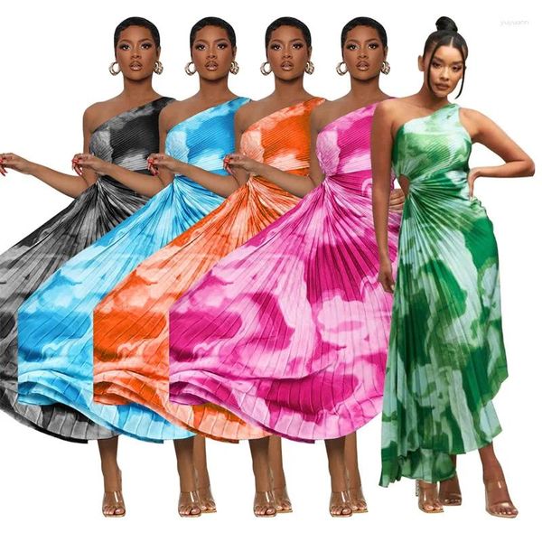 Lässige Kleider Ladies Dyed ärmellose schräg fit asymmetrische ausgestaute Kleid Summer Street atemberaubend