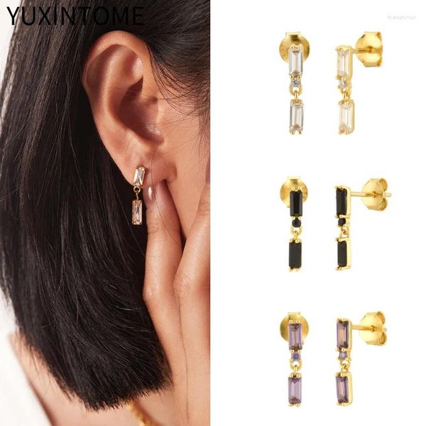 Brincos de garanhão 925 Sterling Silver Ear agulha Piercing de moda para mulheres Pingente de zircão de luxo Presentes de jóias finas