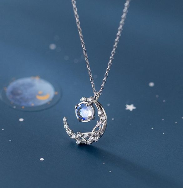 14 Дизайна Реал 925 Серебряная серебряная луна и звездное ожерелье для женщин для женщин прекрасные ювелирные украшения