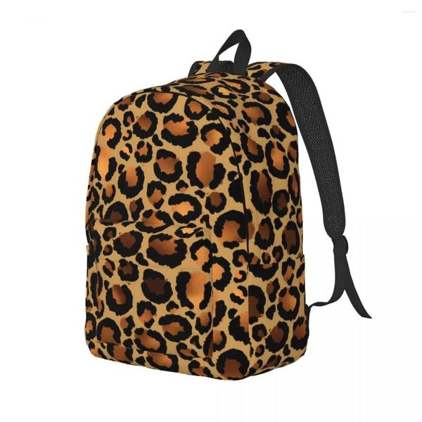 Backpack Brown Leopard punti uomini Stampa animale selvatico zaino leggero zaino in poliestere borse da scuola per ciclismo