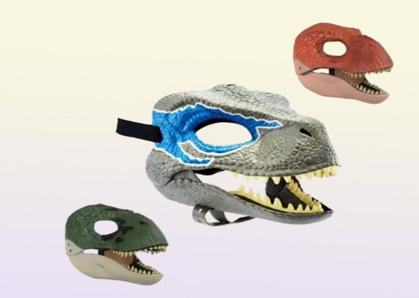 Dragon Dinosaur mascella mascella a bocca aperta in lattice horror copricapo di dinosauro dino maschera halloween festa di salviette di salva