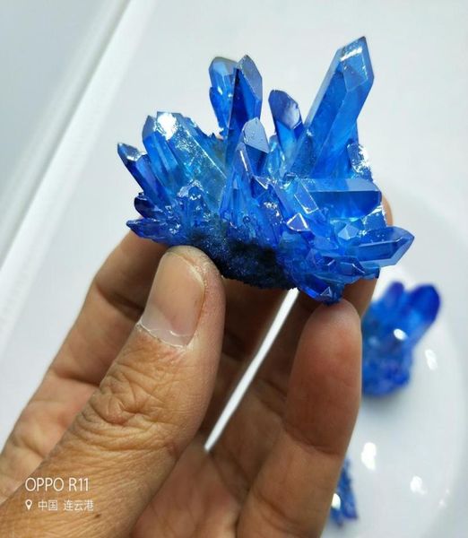 4050G Phantom molto bello del blu Angel Aura Crystal Crowl Quartz e Minerals Decoration in pietra per la casa Mineral Specim7282125