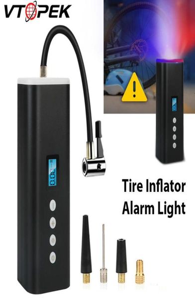 Aufblasbare Pumpe Vtopek Elektrische Auto -Luftkompressor Tragbarer Auto Reifeninflator für Automobilmotorradkugel Matratze LED Alarm L1802286