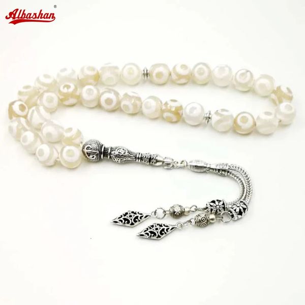 Tasbih Natural Eyes Agate Stone Mussbaha Misbaha молитвенные бусинки Исламские аксессуары на ручных турецких ювелирных изделиях 33 Браслет розария 240412