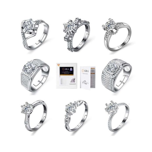 GRA -Zertifikat Hochzeitsset Sterling Sier Eternity VVS Diamond Engagement Moissanit Ringe für Frauen Männer