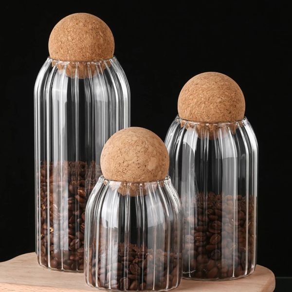 Basketballkugel Cork Bleifreies Glas mit Deckelflasche Lagertank versiegelte Teedosen