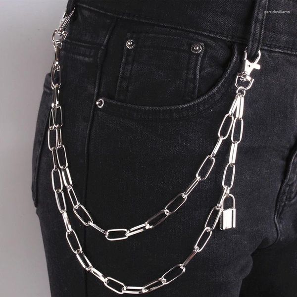 Gürtel Punk Metall Lock -Ketten -Clip auf Jeanshosen für Frauen Männer Mode Taillenketten Schlüsselbund Harajuku Goth Hipster Kleidungszubehör