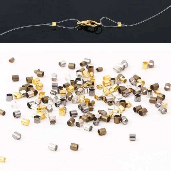 500pcsbag 1520 mm Gold Silber Kupferrohr Crimp End Perlen Stopper Abstandshalter für Schmuck Erstellen Erkenntnisse Halskette 240408