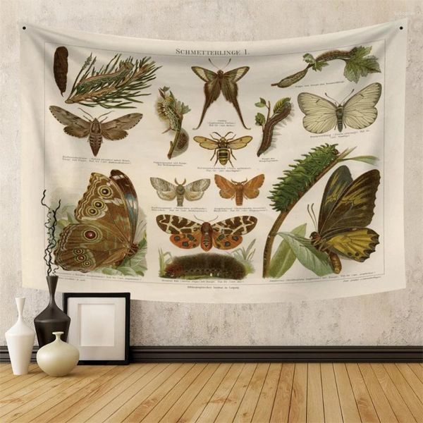 Wandteppiche Schmetterling Wandteppich Wand Hanging Botanical Flower Blatt Hippie Bunte Wohnzimmer Decke Home Decor Hintergrund