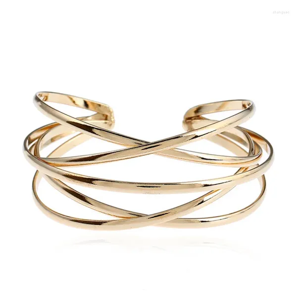 Braccialetti in metallo aperto braccialetti per braccialetti per donne color argento oro gioielli geometrici cavi femme regali pulsera vintage