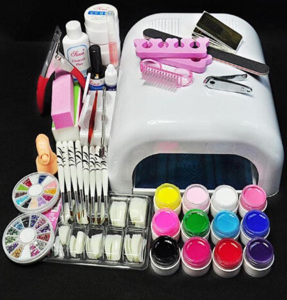 Nova Lâmpada branca de chegada 12 Color UV Gel Nail New Pro 36W UV Gel Nail Art Tools Sets Kits4719648