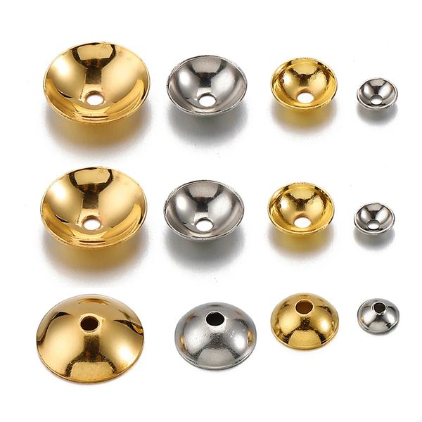 50pcs 310 mm Goldfarbe Edelstahl Round Perlen Kappen Spacer -Perlen für Schmuck Machen Sie DIY -Komponenten Zubehör