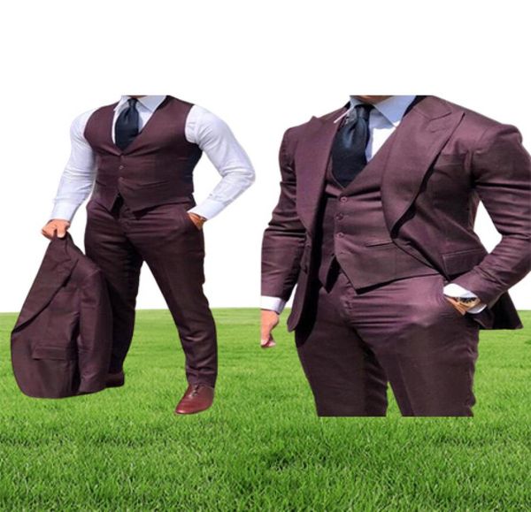 Tuxedos de casamento elegantes ternos de fato Slim Fit Bridegroom para homens 3 peças Praomsmen Suit Formal Business Roupfits Party JacketVestPant4074805