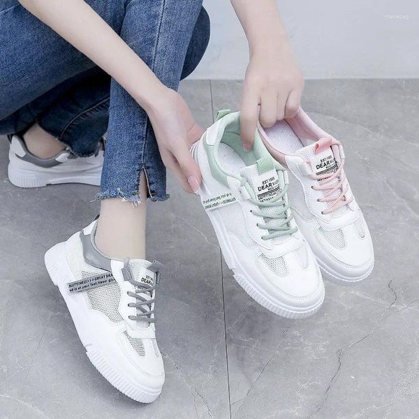 Scarpe casual Donne Bella piattaforma estiva Sneaker non slip Mesh Mesh al pizzo bianco traspirante Aumenta lo sport