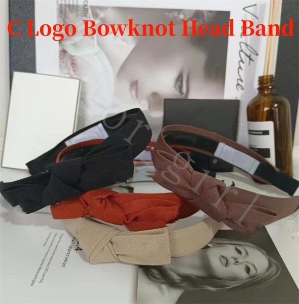 Kız Pamuk Malzemesi Bowknot Style Klasik Saç Aksesuarları Dekorasyon C Logosu için Yeni Tasarımcı Saç Bandı 44 Renkli Deri Saç Ban2409584