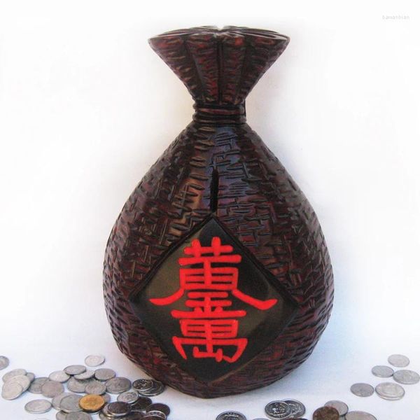 Vasen Ich kann nicht in das Münzen -Schweinehereise antikes Holzschnitzereien einsteigen, außer massive Gold Geldbörse für Erwachsene.