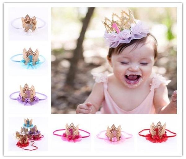 Baby Girl Primeira Decoração de Aniversário Flor Party Caprown Crown Prince Style Hat Annody Hair Acessory Hair Band Girls14862128