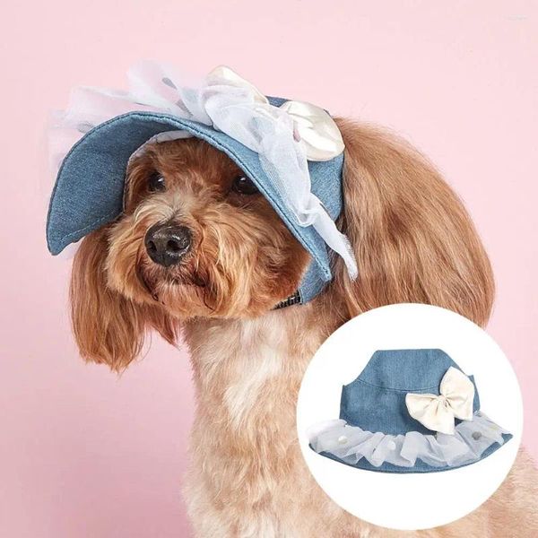 Abbigliamento per cani Cappello da pet protezione da sole protezione da baseball con fori per le orecchie cinghie regolabili per cani gatti in pizzo floreale