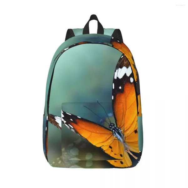 Backpack Men Mulheres Escola de grande capacidade para aluno Butterfly de tigre voador liso com bolsa de sombra macia