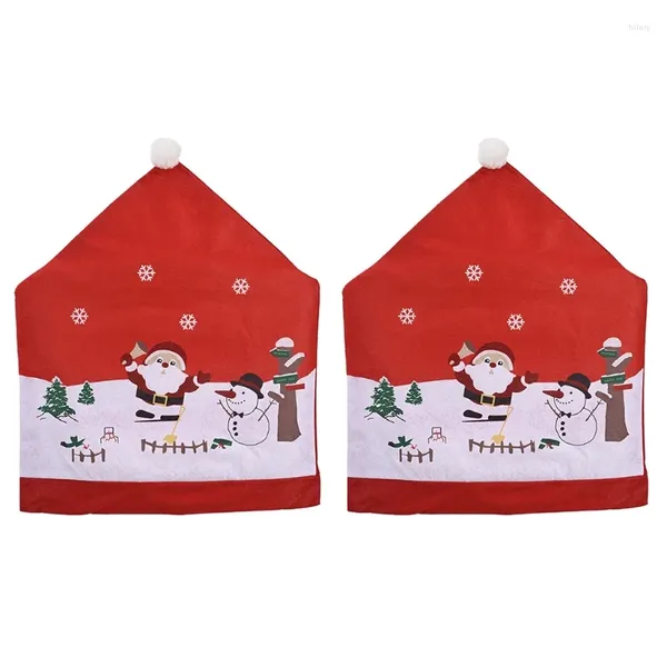 Chaves de cadeira 2pcs/definição decoração de Natal Santa Snowman Capa traseira Supplies em casa 2024