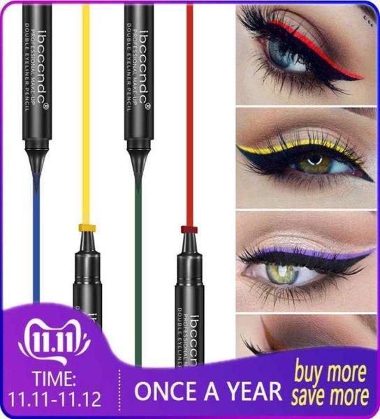 6 colori Liquid Eyeliner Stamp Penne opape Black Colorful Lazy Eyes Make Up Waterproof Dry Dry Blue Green Rosso Giallo rivestimento Giallo 7615183