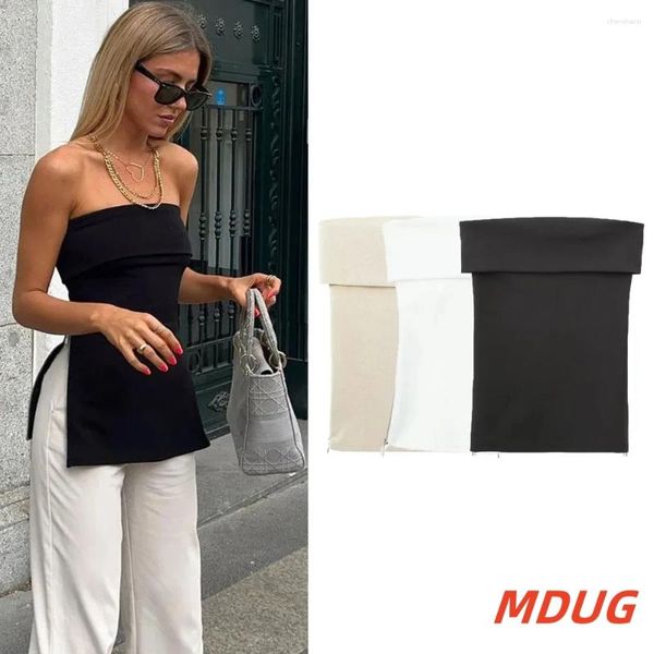 Tank da donna MDUG Tube Top Women Off spalla senza maniche senza maniche Summer Sestate Sexys Bianco nero Bustier Woman