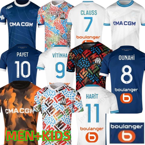 24 25 Marselha Special Soccer Jerseys 2023 2024 MAILLOT PETO om Vitinha Guendouzi Gigot Gerson Payet Clauss Futebol Camisetas homens Men Uniform Fãs Jogador Ver Ver Ver Ver Ver