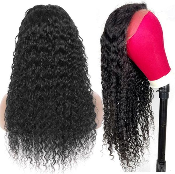 Humanes junges Haar Straight Spitzenverschluss Front Perücke 34 Zoll Körper Wasser natürliche Deep Wave Kinky Curly mit frontalem Stirnband -Perücken Fo1110306