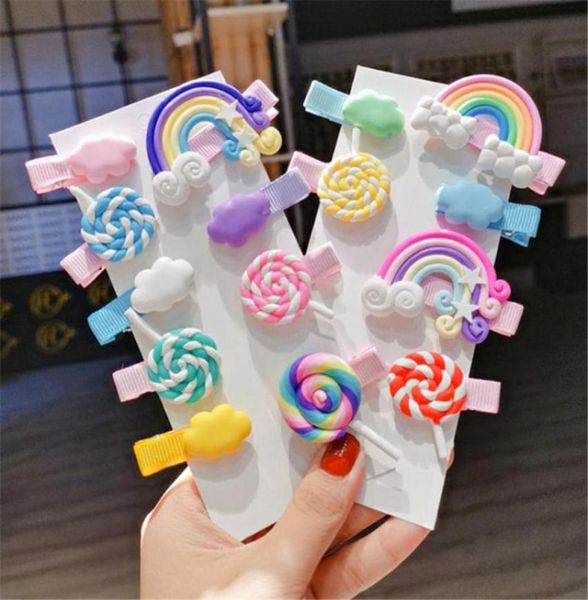 23pcset Girl Cloud Cloud Lollipop Rainbow Hairpins Cartoon Bobby Pin Clipes de cabelo para meninas Infantil Acessórios para crianças da cabeça 9516046