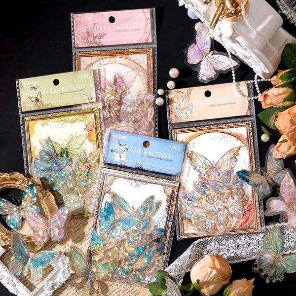 Geschenkverpackung 20pcs DIY Diary Junk Journal Dekor farbige Schmetterling Aufkleber 3D Vintage Aufkleber Tasche Fantasy Haustier Scrapbooking