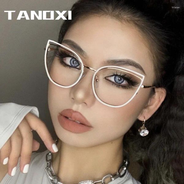 Óculos de sol Tanoxi Anti -Blue Ray Reading Glasses for Women Ins Matal Business Man Homem Cato Tons de Olhos Goggle UV400 Oculos