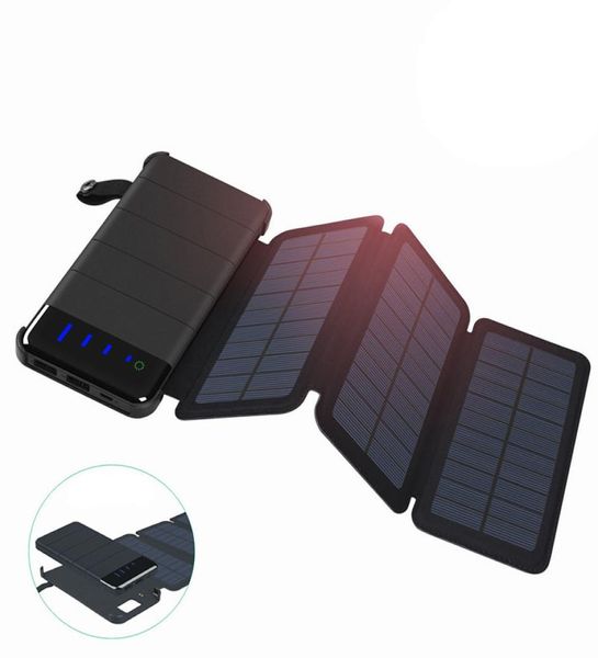 Солнечное зарядное устройство 20000 мАч водонепроницаемое солнечное банк -банк Внешний резервный пакет аккумулятора для таблеток для сотового телефона для iPhone Random Color1463051