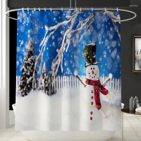 Badmatten Verkäufer verwenden Weihnachtsdruck Duschvorhang Teppichmatten Kombination Toilettenbadezimmer Vierteilige Set