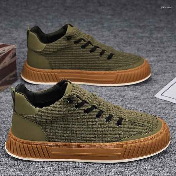 Повседневная обувь Harajuku Green Sneakers Men Designer Suede Streetwear Hip Hop Platform Slip on Vulcanized 2024