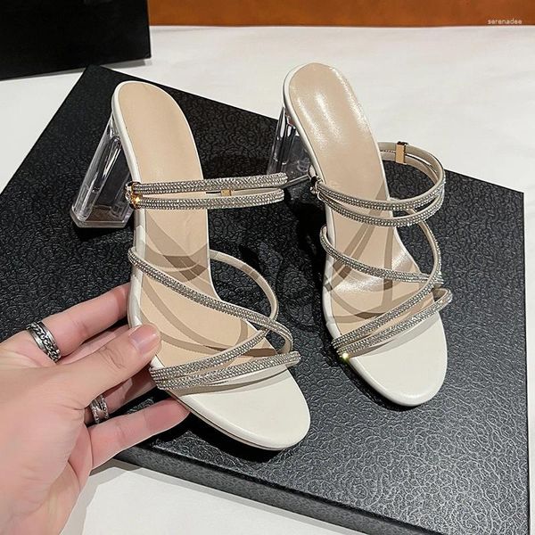 Sandálias clássicas femininas sapatos de casamento thin salto alto salto sólido tira de fivela sólida peep dedo zapatos de mujer