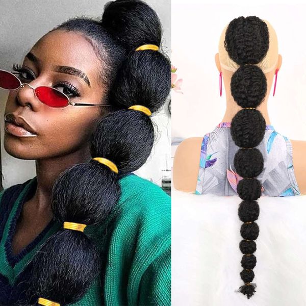 Kinky Afro Puff Ponytail Uzatma Siyah Kadınlar için 18/22 İnç Uzun Fener Kabarcığı Drawstring Yanlış Pigtail Sentetik Saç Parçası