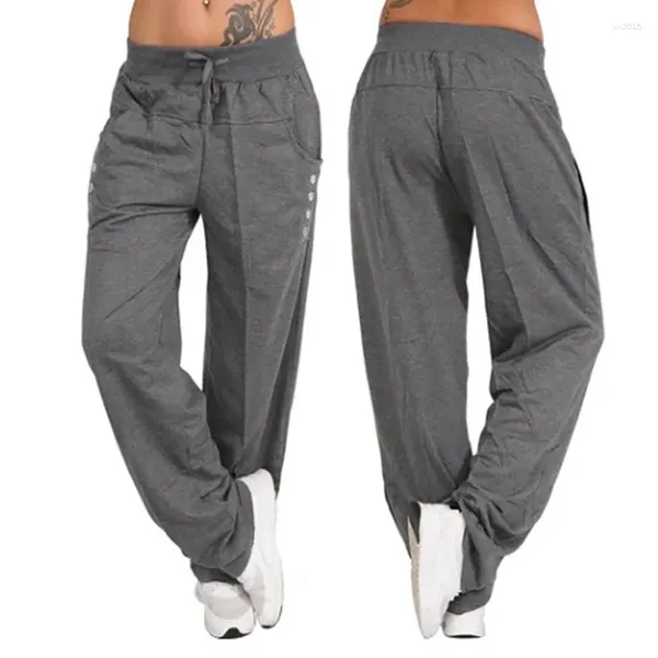 Calça feminina feminina algodão esporte calça harajuku joggers wide perna calça de suor mais tamanho preto calça hip hop solto engraçado