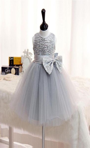 Pageant paillettes abiti da bambino Battesimo 1 ° compleanno per bambina principessa Grey Grey Wedding Dresses Girl Girl039S7234512