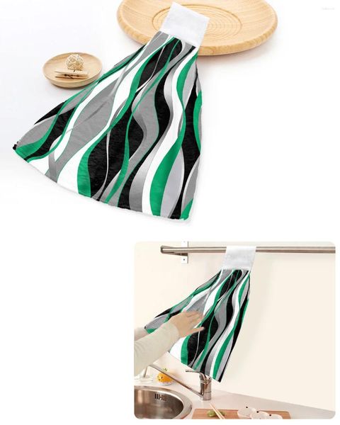 Toalha Solid Solid Abstract Line Gradiente Emerald Toalhas de mão verde casa cozinha banheiro pendurado panos de prato absorvente limpeza personalizada