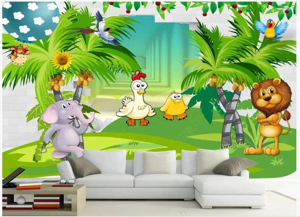 Tapeten Tapeten Custom PO Tapete für Wände 3 D Wandbilder Schöne Cartoon Tier Wandbauer Zimmer Hintergrund Wallpapiere Home Dekoration