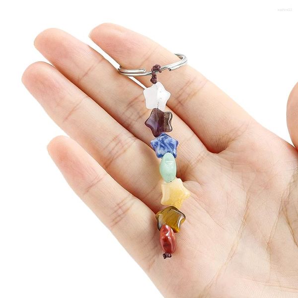 Estatuetas decorativas 1pc Material natural de estrela de cinco pontas Sete chakra Chak Chain Crystal Colored Stone Sala Decoração de talismã Acessórios