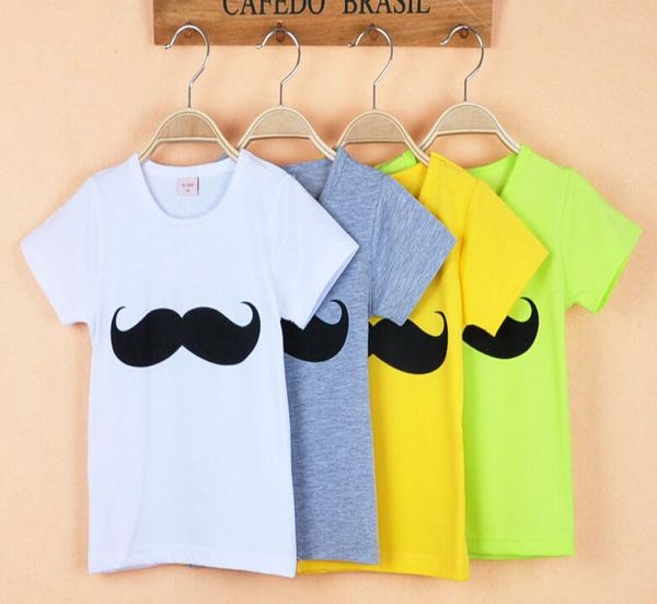 2016 s meninos de colarinho redondo bigode de manga curta Camiseta de pescoço infantil Summer 6 Color algodão Tshirt crianças top tsh2492764